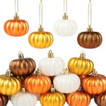 Multi Color Fall Pumpkin Tree Ornaments Set - 12 Mini Hanging Pumpkins
