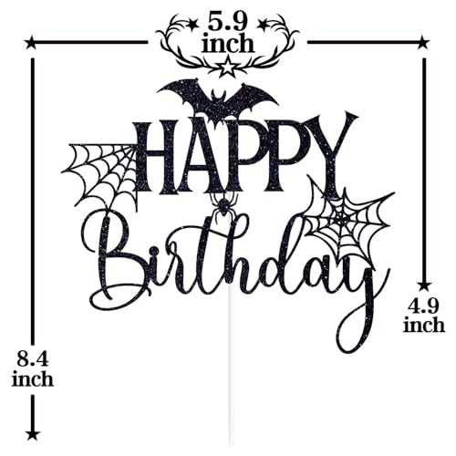 Halloween Ghost and Spider Cake Topper - Black Glitter Birthday Decor