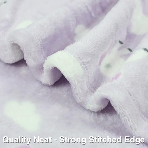 Kids Unicorn Blanket - Light Purple 50x60 Inches Soft Flannel Throw