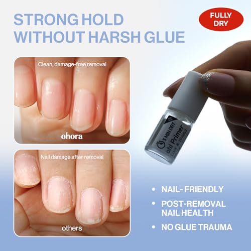 ohora Press On Nails Crystal Aura Medium Oval Purple 30 Tips - No Glue Needed