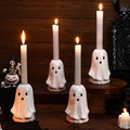 Set of 4 Ceramic Halloween Ghost Candle Holders - Cute Festive Decor