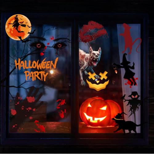 Halloween Bloody Handprint Window Clings - Spooky Party Decorations