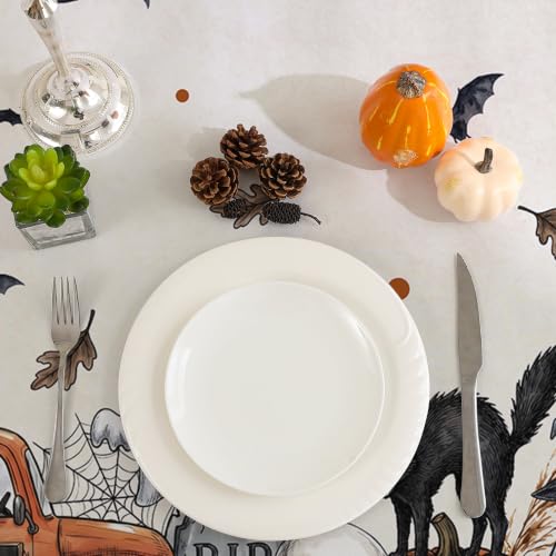 Halloween Tablecloth Rectangular 60x104 Inches - Spooky Truck Design, Halloween Decor
