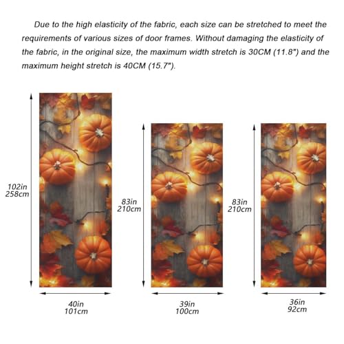 Thanksgiving Pumpkin Door Cover - Stretch Fabric Porch Decor, 35 x 79 Inches Variation of THIS listing
