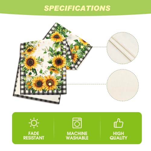 Buffalo Plaid Sunflower Table Runner 13 x 72 Inch Seasonal Kitchen Decor