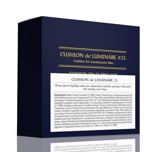 [CHALLANS de PARIS] CUSHION de LUMINÁRE EX – 23 Medium Beige | Radiant Glow Cushion Foundation, Full Coverage, Long-Lasting Wear, Premium Formula, Smooth & Luminous Finish, 0.53 oz
