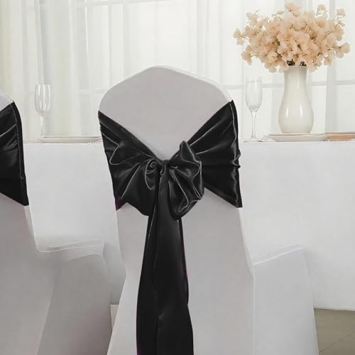 Black Satin Table Runner 12x108 Inches - 10 Pack for Weddings & Events - Variation of 10