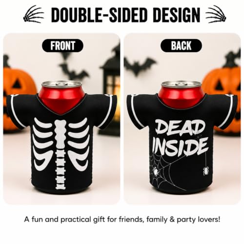 Skeleton Halloween Drink Sleeve 2 Pack - Neoprene Can & Bottle Cooler - Bone Skeleton Variation