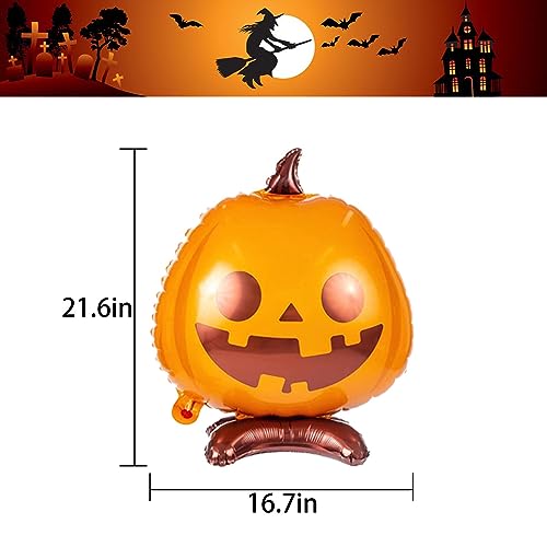 Halloween Pumpkin Balloons Set - 3 Large Foil Pumpkin Balloons for Party Decorations - Variation of Pumpkin Halloween Balloons