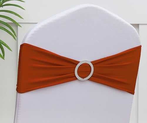 Terracotta Chair Sashes 50 Pack - Burnt Orange Spandex Wedding & Party Decor