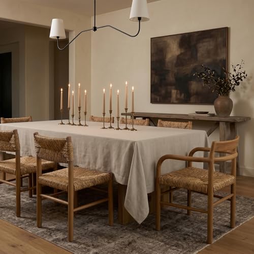 Rectangular Linen Tablecloth 60 x 132 Inches Natural Fete - Handcrafted
