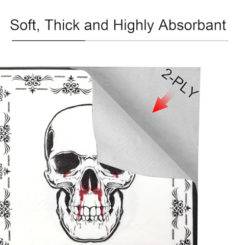 Halloween Skull Paper Napkins - Small 100 Pack Disposable Party Table Decor