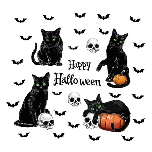 Halloween Window Clings Stickers Black Cat Pumpkin Bat Skull Set H-ws3