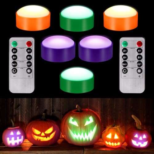 Halloween Pumpkin LED Lights Set - Green, Orange, Purple with Remote & Modes