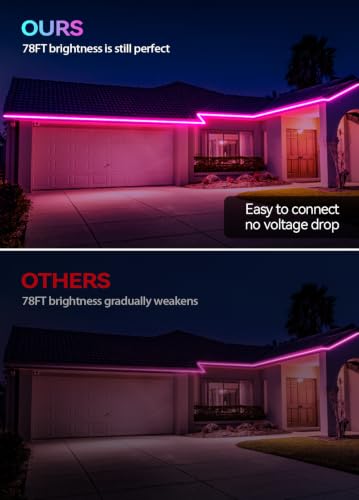 78FT Waterproof RGB+IC Outdoor LED Strip Lights WiFi Smart with App & Voice Control