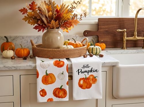 Fall Kitchen Towels Set - Autumn Home Decor Hand Dish Towels 15.8x23.6 in