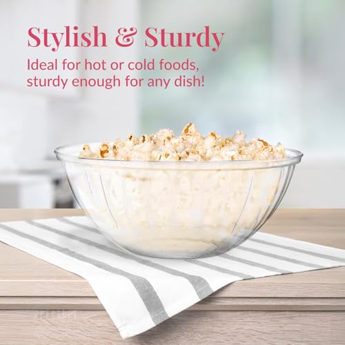 4 Pack Clear Plastic Serving Bowls - 150 Oz Large Round Punch Bowls for Parties & Events