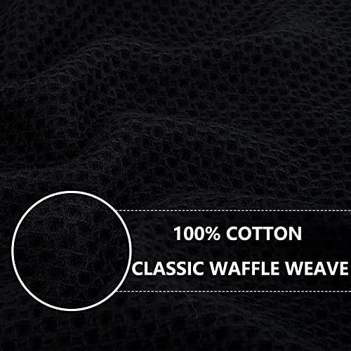 Homaxy 100% Cotton Waffle Weave Kitchen Dish Towels Set - Black, 13x28, 6 Pack