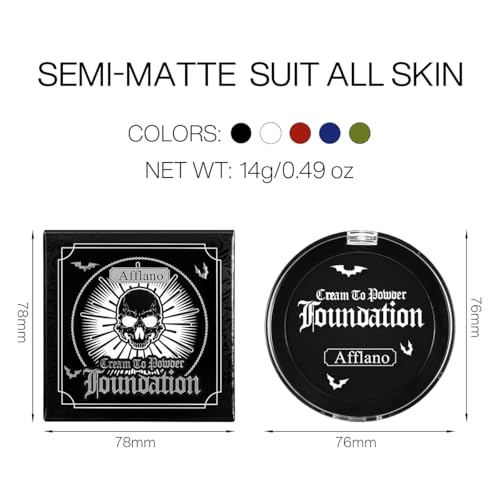 Black Face & Body Paint Cream to Powder Makeup for Halloween & Cosplay - Black Variation