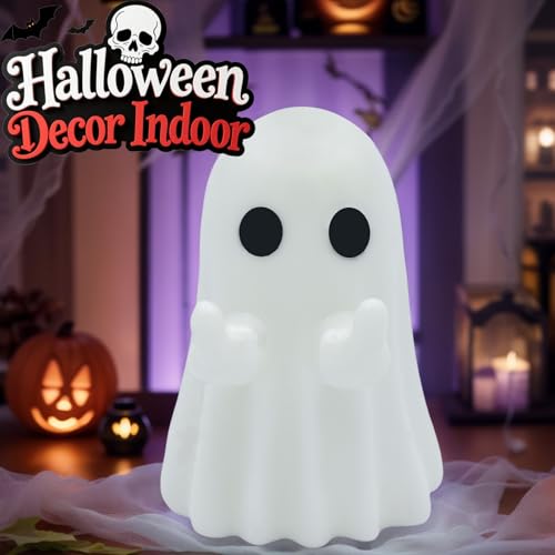Halloween Ghost Figurine Set - Spooky Cute Indoor Decorations, 2 Pack Black & White