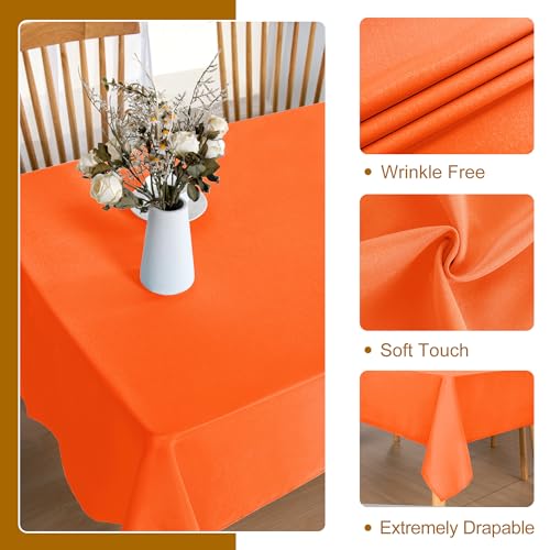 Rectangular Halloween Tablecloth Waterproof Stain-Resistant 54 x 80 Inch Pumpkin Orange