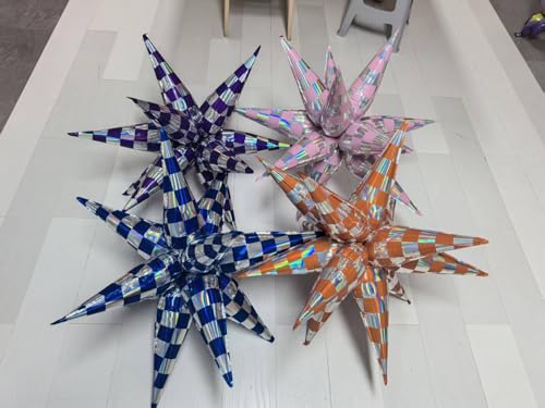 Gingham Orange Balloons Set with Disco & Party Decorations - Variation of Gingham Orange