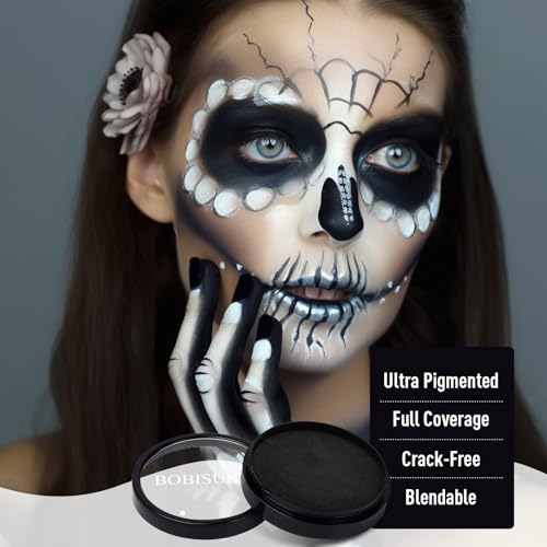 Black Face & Body Paint Kit Water-Based SFX Makeup for Halloween & Cosplay