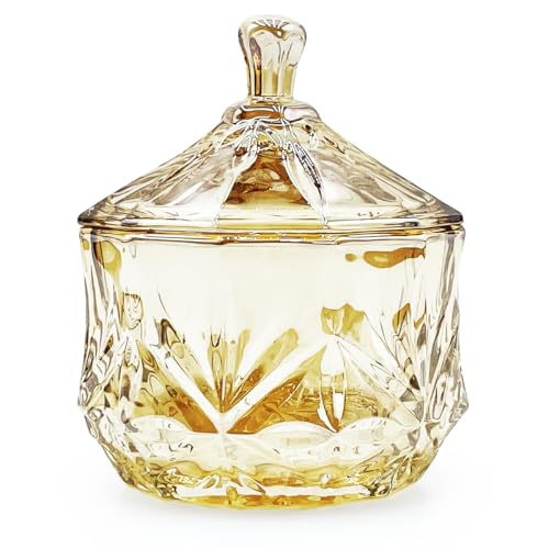 8oz Amber Glass Candy Jar with Lid - Small Decorative Storage Container