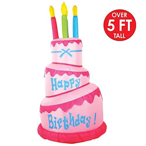 Inflatable Jumbo Birthday Cake with LED Lights - 70 Inch Yard Decor for Indoor & Outdoor Parties