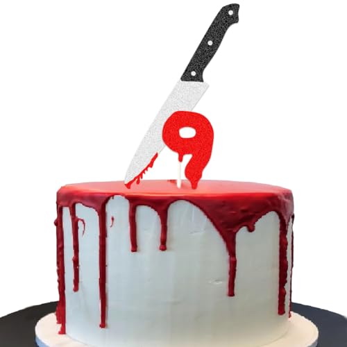 Halloween Horror Cake Topper - Killer Birthday Party Supplies, Glitter Paper Decor - Variation 9