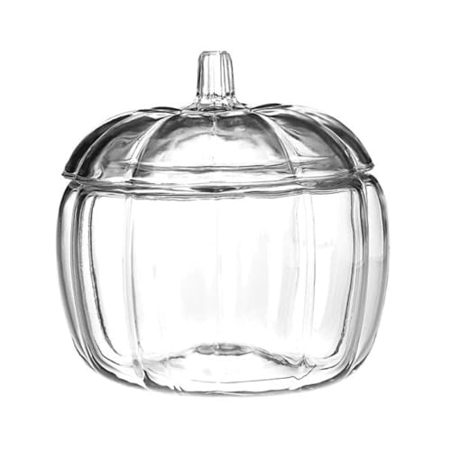 70 oz Pumpkin-Shaped Glass Cookie Jar with Cover - Fall Decor