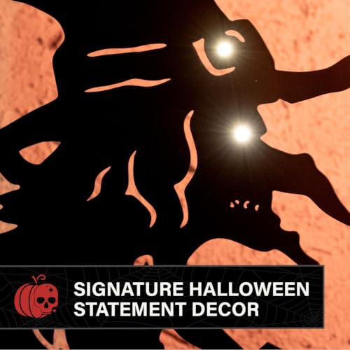 LED Halloween Witch & Cat Decoration - Spooky Outdoor Scene 3 Ft