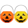 Halloween Pumpkin Bucket Candy Holder with Handle - 8.3 Inch Plastic Trick or Treat Pail