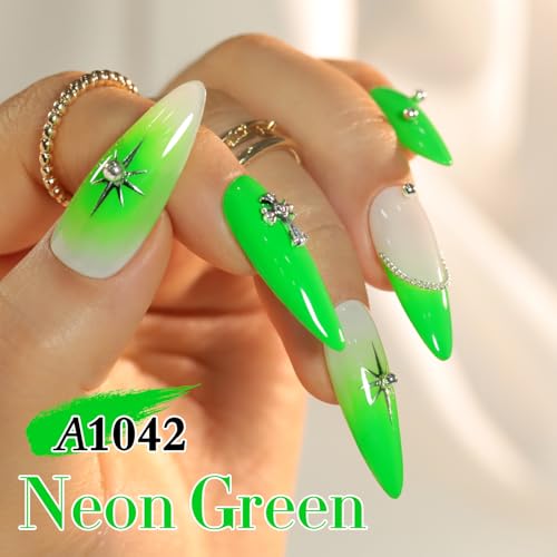 Bright Green Gel Nail Polish - 15ML Same Color Soak Off Manicure Set - Hot Green Variation