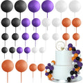 Halloween Cake Decorations Ball Toppers Set - Orange, Black, Purple, 32 pcs
