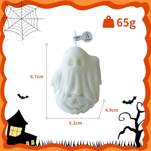 White Halloween Ghost Pumpkin Candle - Fragrant Decor for Home & Table - 2.76 x 2.36 inches