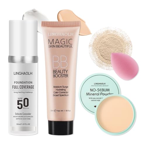 Color Changing Liquid Foundation & Concealer Set with Primer, Powder & Makeup Sponge - Variation A