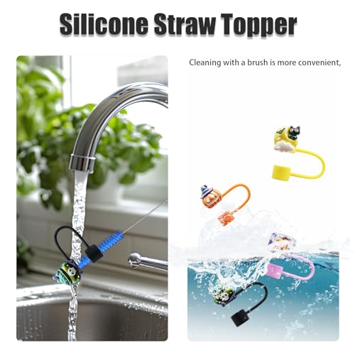 Halloween‑Series Silicone Straw Topper for 9-10mm Stanley Cups - Black+Orange
