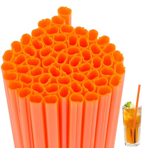 Orange Halloween Pumpkin Drinking Straws Bulk 60pcs - Party Beverage Accessories