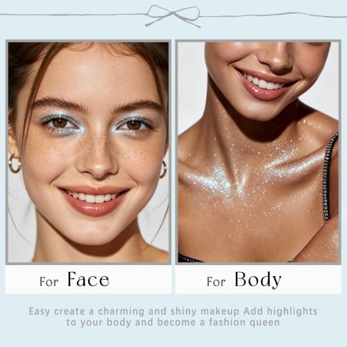 Light Blue Glitter Eyeshadow Palette - Duochrome Iridescent Sparkle, Long-Wear & Waterproof Makeup
