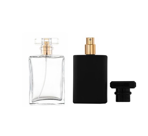 100ml Glass Perfume Atomizer,2 Pcs Empty Refillable Perfume Spray Bottle for Men and Women,Portable Fragrance Fine Mist Spray Bottle Dispenser for Travel (Gold+Black)