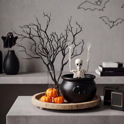 Halloween Table Centerpiece Set with Skeleton, Branches, Pumpkins and Cauldron