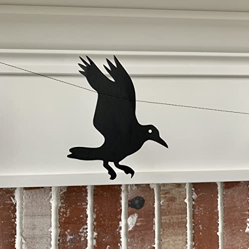 Halloween Crow Banners Hanging Paper Garlands for Party & Haunted House Decor - 2 Pack
