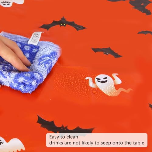 Halloween Tablecloth Set - 4 Pack Rectangle Pumpkin Bat 54x108 Inches Orange Halloween Decor