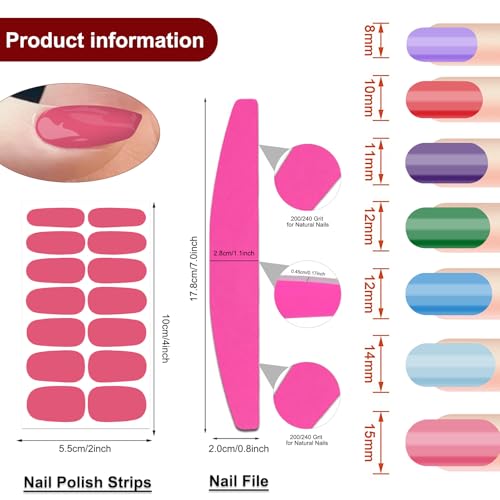 Bright Color Gel Nail Stickers Set - 16 Sheets Self-Adhesive Nail Wraps for Manicure