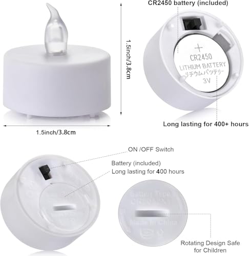LED Flickering Tea Light Candles with Remote Control - Warm White 5 Pack