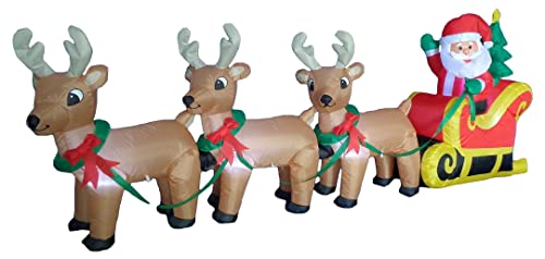 Christmas Inflatable Decorations Bundle - Santa, Reindeer, Tree, Lights