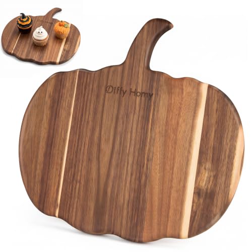 Pumpkin Shaped Wooden Charcuterie Board with Handle - Fall Kitchen Decor, 13x9 Inches