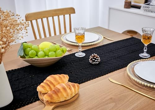 Black Table Runner with Tassels 12x72 Inch Boho Fall Home Decor — Variation of THIS listing
