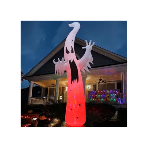 12 Ft Inflatable Ghost Halloween Decoration with LED Flame Lights Outdoor Yard Spooky Scene